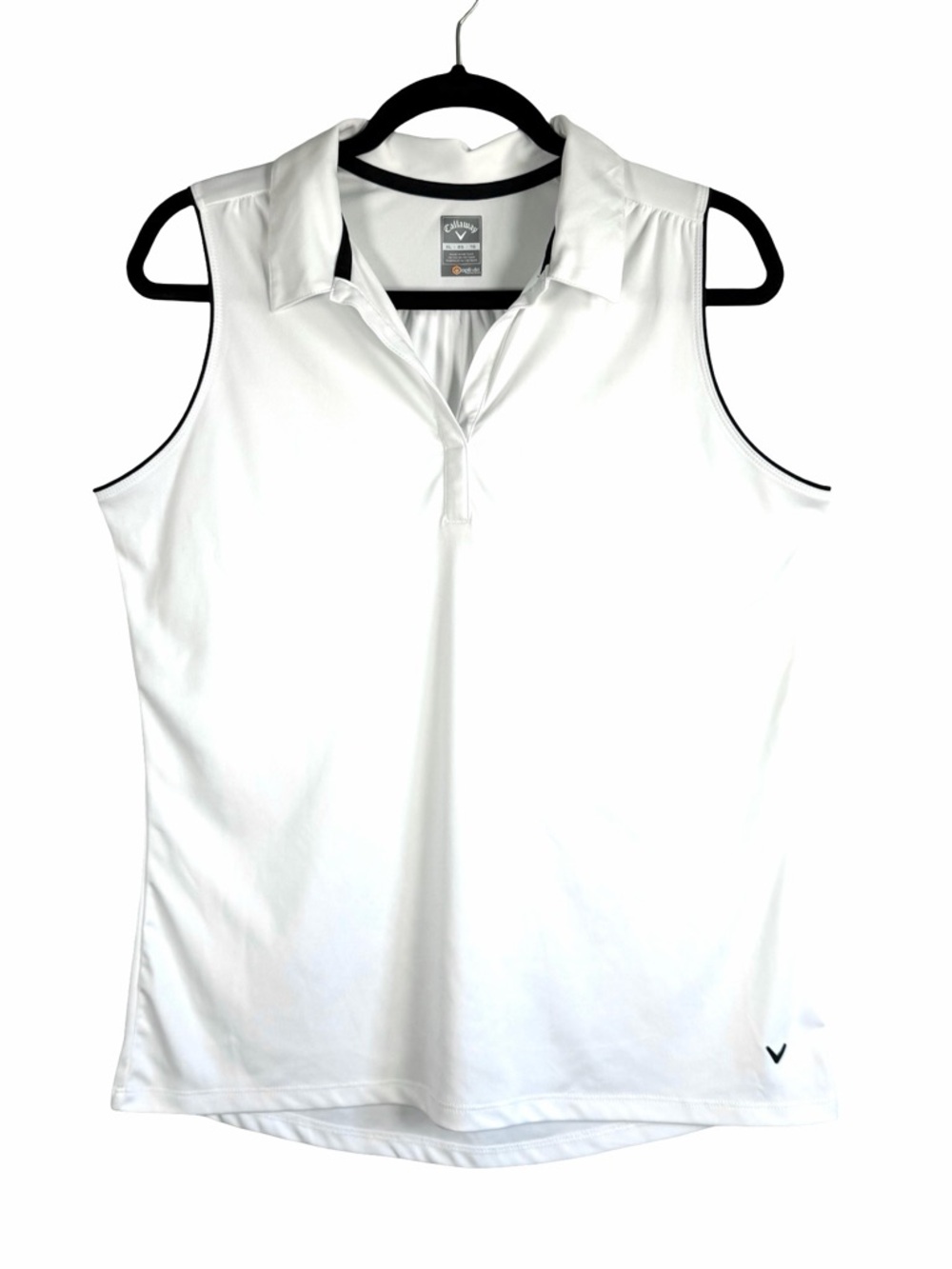 Callaway Women’s White Black Trim Sleeveless Relaxed Fit Golf Shirt Size XL